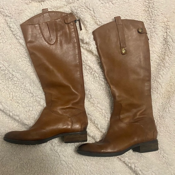 SOLD! Sam Edelman Women's Penny Classic Equestrian Brown Leather Knee High Boots - Picture 8 of 16